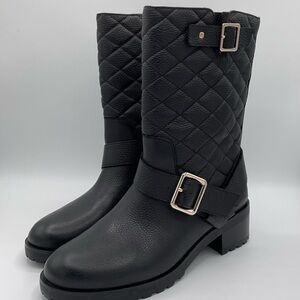 White House Black Market Quilted Black Heeled Boots